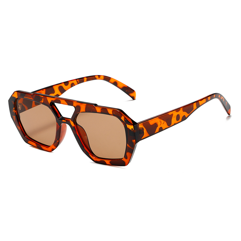 3486 Marco frontal geométrico de gran tamaño Aviador de doble puente elevado Gafas de sol unisex