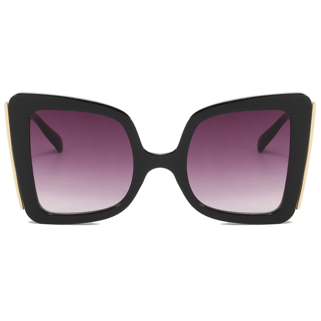 86489 Marco frontal de ojo de gato de gran tamaño hueco de gafas de sol de mujeres de metal dorado