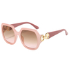 86525 Biggie Square Shape Shiny Gold Gold Metal Metal Logo en templos Gafas de sol de mujeres