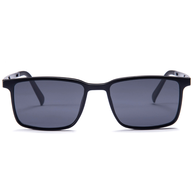 1909 Marco de espectáculo rectangular clásico con clip de tachuelas de metal de sivimiento en gafas de sol para hombres