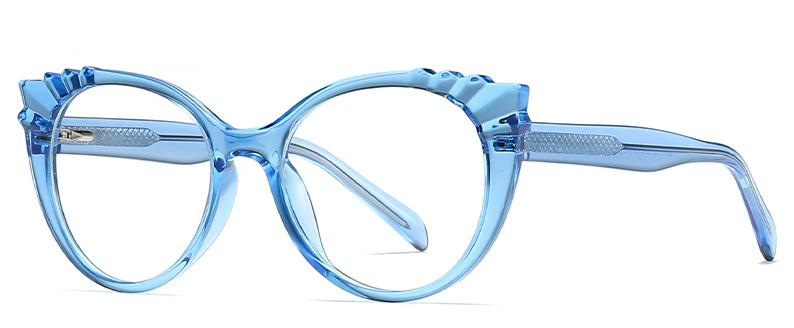 Diseño de moda de stock Cat Eye Blue Lense Lentes de bloqueo Filtro TR90+CP Women Frames ópticos #2037